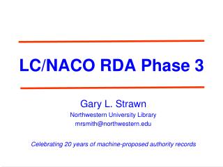 LC/NACO RDA Phase 3