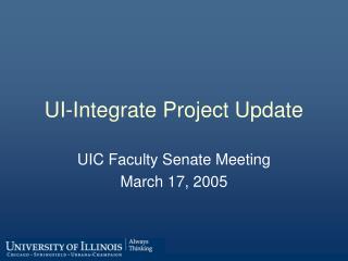 UI-Integrate Project Update