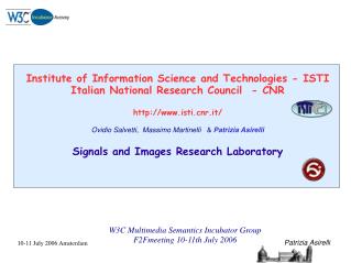 Institute of Information Science and Technologies - ISTI Italian National Research Council - CNR