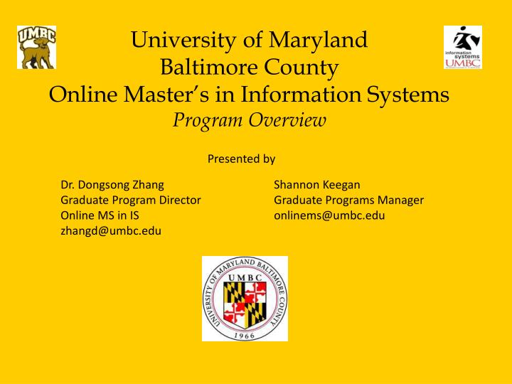 university of maryland baltimore county online master s in information systems program overview