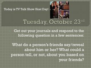 tuesday october 23 rd