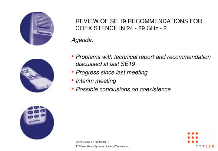 review of se 19 recommendations for coexistence in 24 29 ghz 2