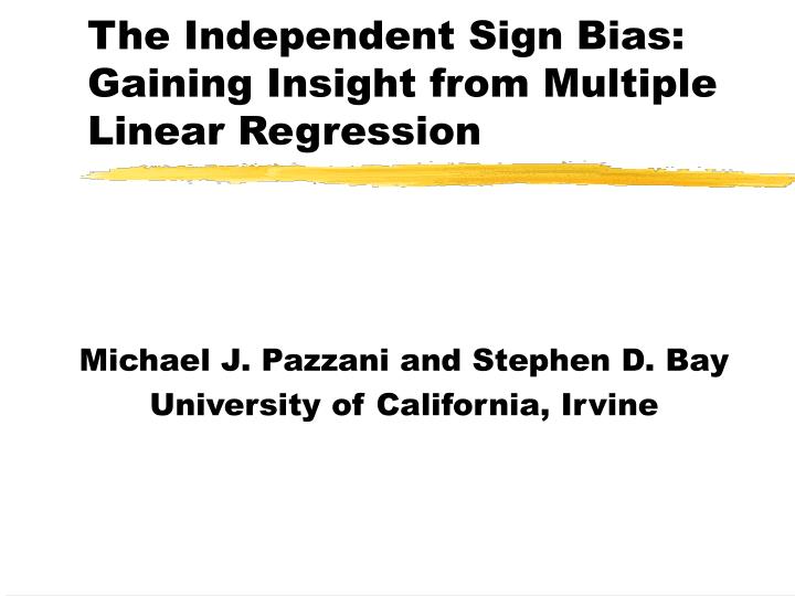 the independent sign bias gaining insight from multiple linear regression
