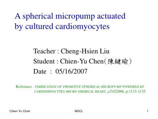 A spherical micropump actuated by cultured cardiomyocytes