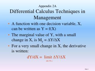 Appendix 2A Differential Calculus Techniques in Management