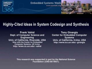 Highly-Cited Ideas in System Codesign and Synthesis