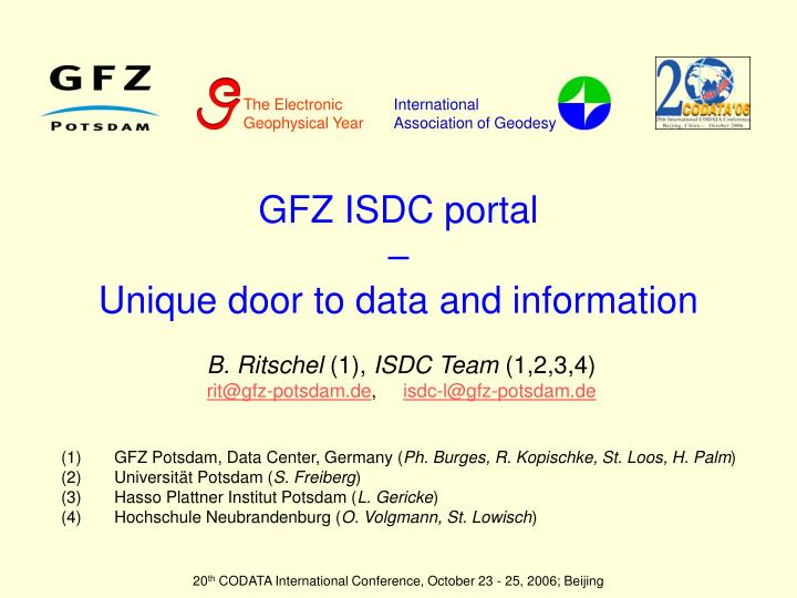 gfz isdc portal unique door to data and information