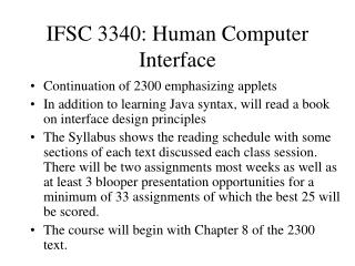 IFSC 3340: Human Computer Interface