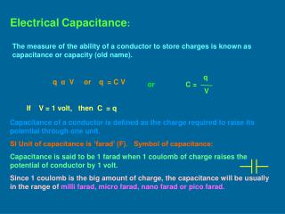 Electrical Capacitance :