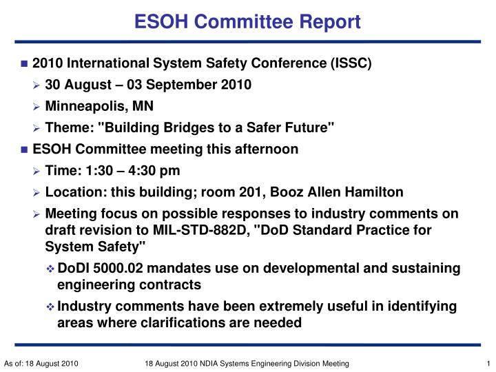 esoh committee report
