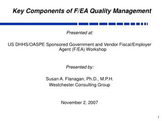 Key Components of F/EA Quality Management