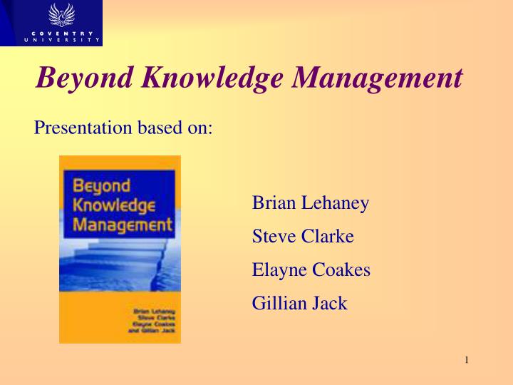 beyond knowledge management
