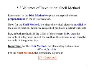 5.3 Volumes of Revolution: Shell Method