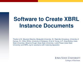 Software to Create XBRL Instance Documents
