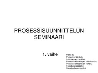 PROSESSISUUNNITTELUN SEMINAARI