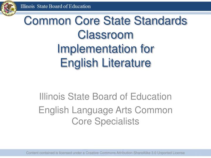 common core state standards classroom implementation for english literature