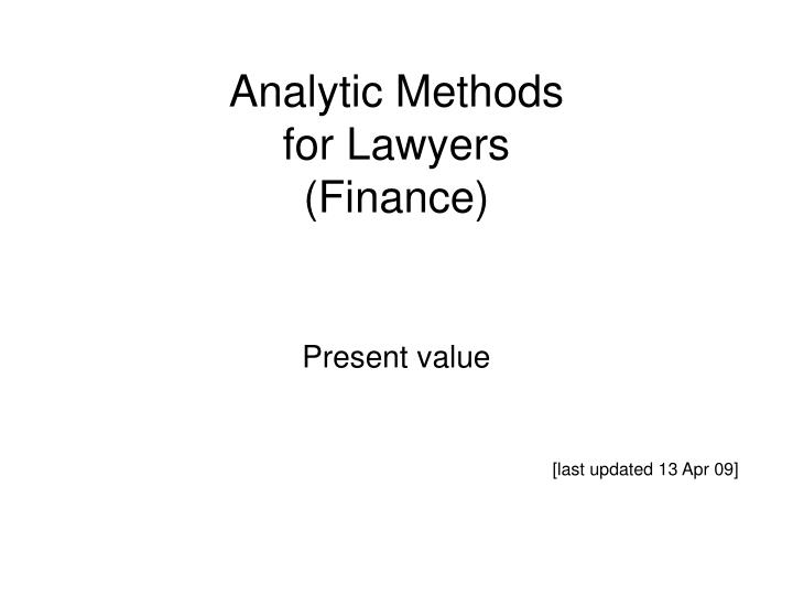 analytic methods for lawyers finance