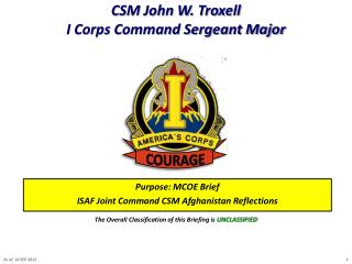 CSM John W. Troxell I Corps Command Sergeant Major