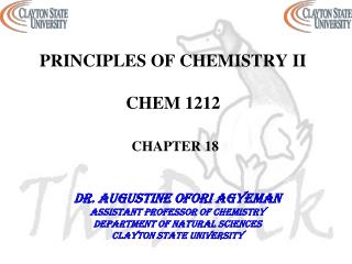 PRINCIPLES OF CHEMISTRY II CHEM 1212 CHAPTER 18