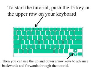 To start the tutorial, push the f5 key in the upper row on your keyboard