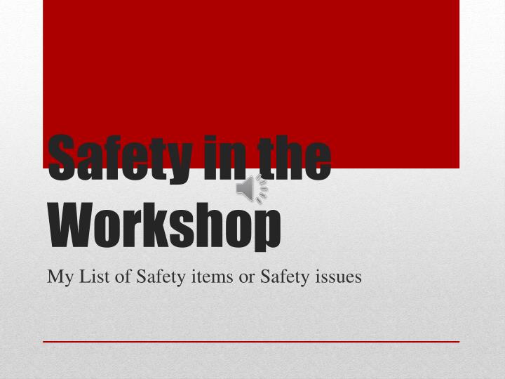 safety in the workshop