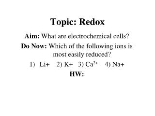 Topic: Redox