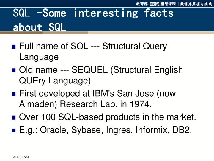 sql some interesting facts about sql