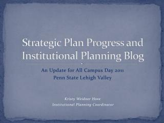 Strategic Plan Progress and Institutional Planning Blog