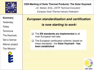 CEN Marking of Solar Thermal Products: The Solar Keymark
