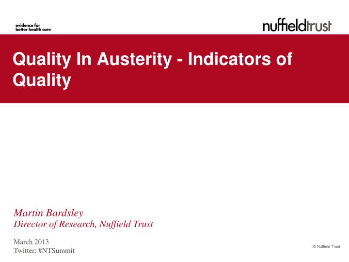 quality in austerity indicators of quality