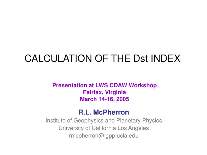 calculation of the dst index