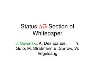 Status D G Section of Whitepaper