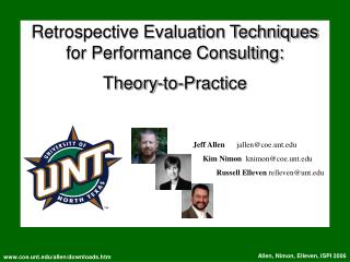 Retrospective Evaluation Techniques for Performance Consulting: Theory-to-Practice