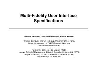 Multi-Fidelity User Interface Specifications
