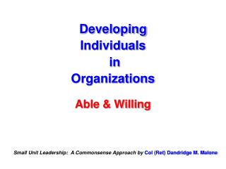 Developing Individuals in Organizations