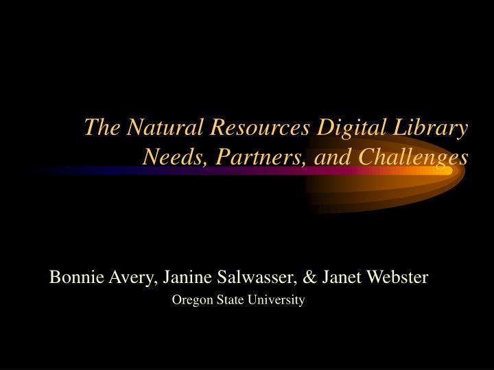 the natural resources digital library needs partners and challenges