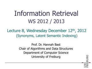 Information Retrieval WS 2012 / 2013