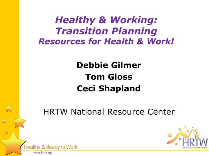 healthy working transition planning resources for health work