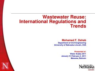 Wastewater Reuse: International Regulations and Trends
