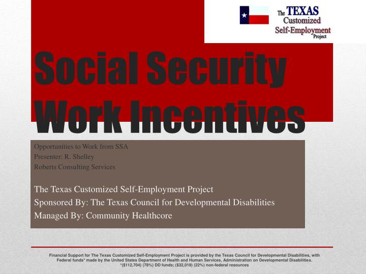 social security work incentives