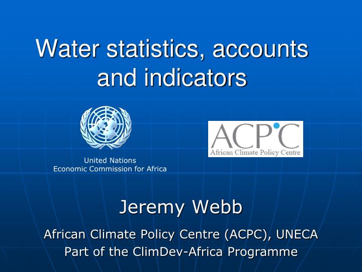 water statistics accounts and indicators