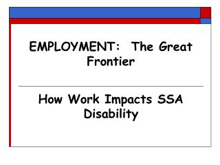 EMPLOYMENT: The Great Frontier
