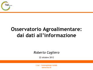 osservatorio agroalimentare dai dati all informazione