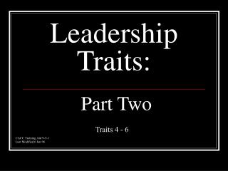 Leadership Traits: Part Two