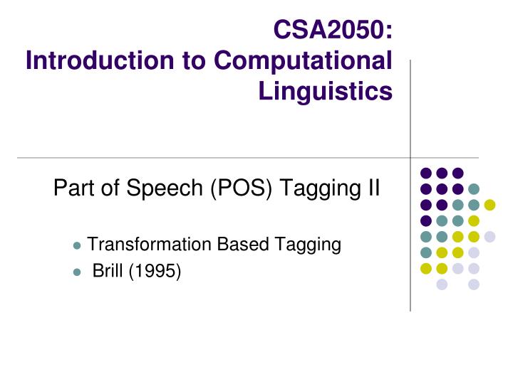 csa2050 introduction to computational linguistics