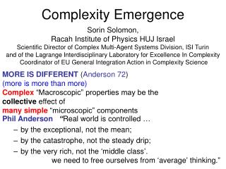 Complexity Emergence