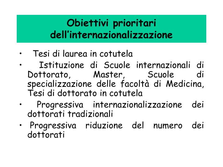 obiettivi prioritari dell internazionalizzazione