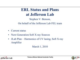 ERL Status and Plans at Jefferson Lab