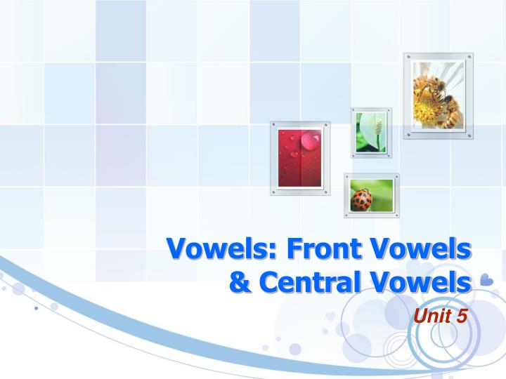 vowels front vowels central vowels