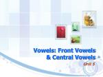 Vowels: Front Vowels &amp; Central Vowels